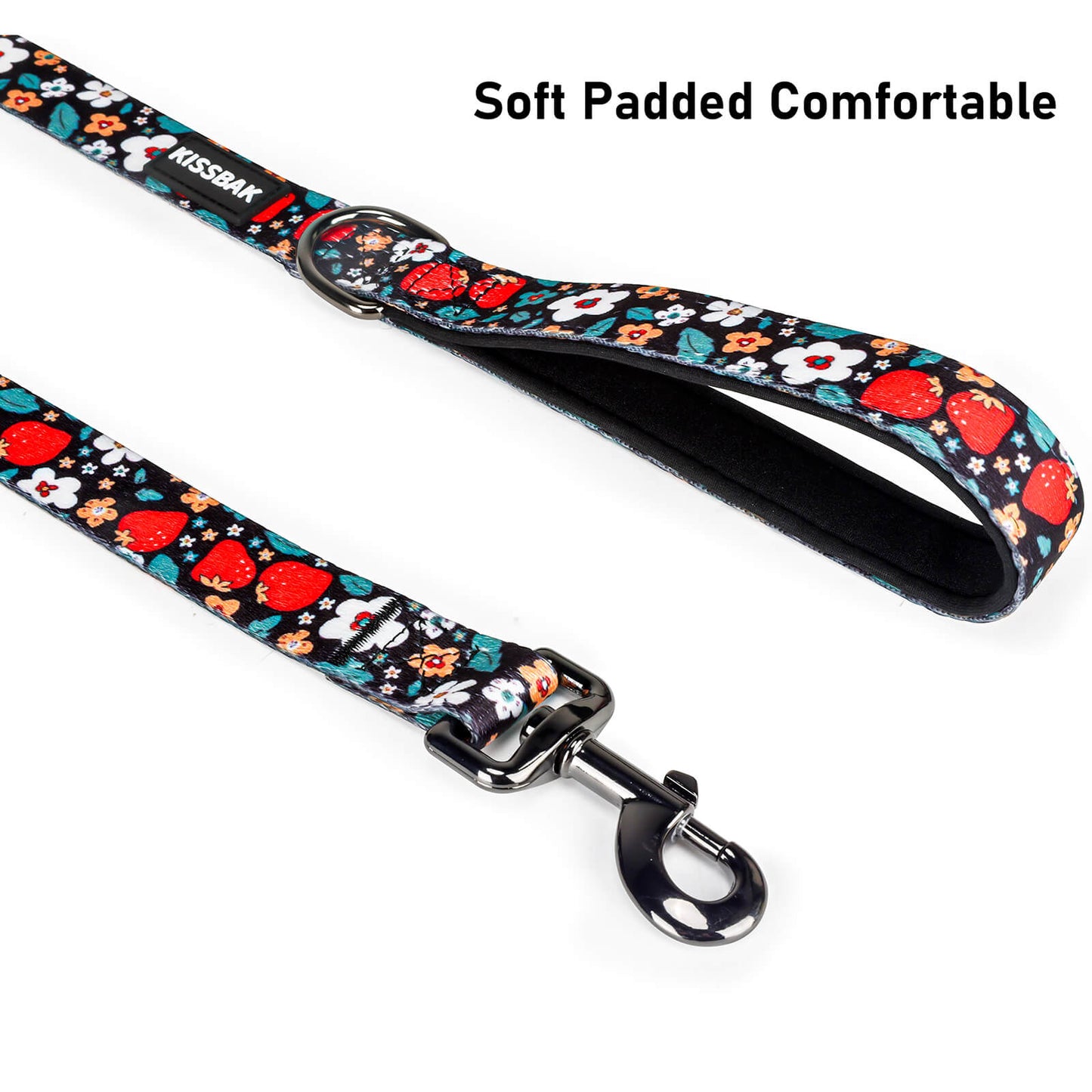 KISSBAK Dog Leash for Small-Medium-Large Dogs - Comfortable Padded Handles,Premium Floral Sunflower Dog Training Leash,Walking Lead for Dogs Floral Purple Strawberry