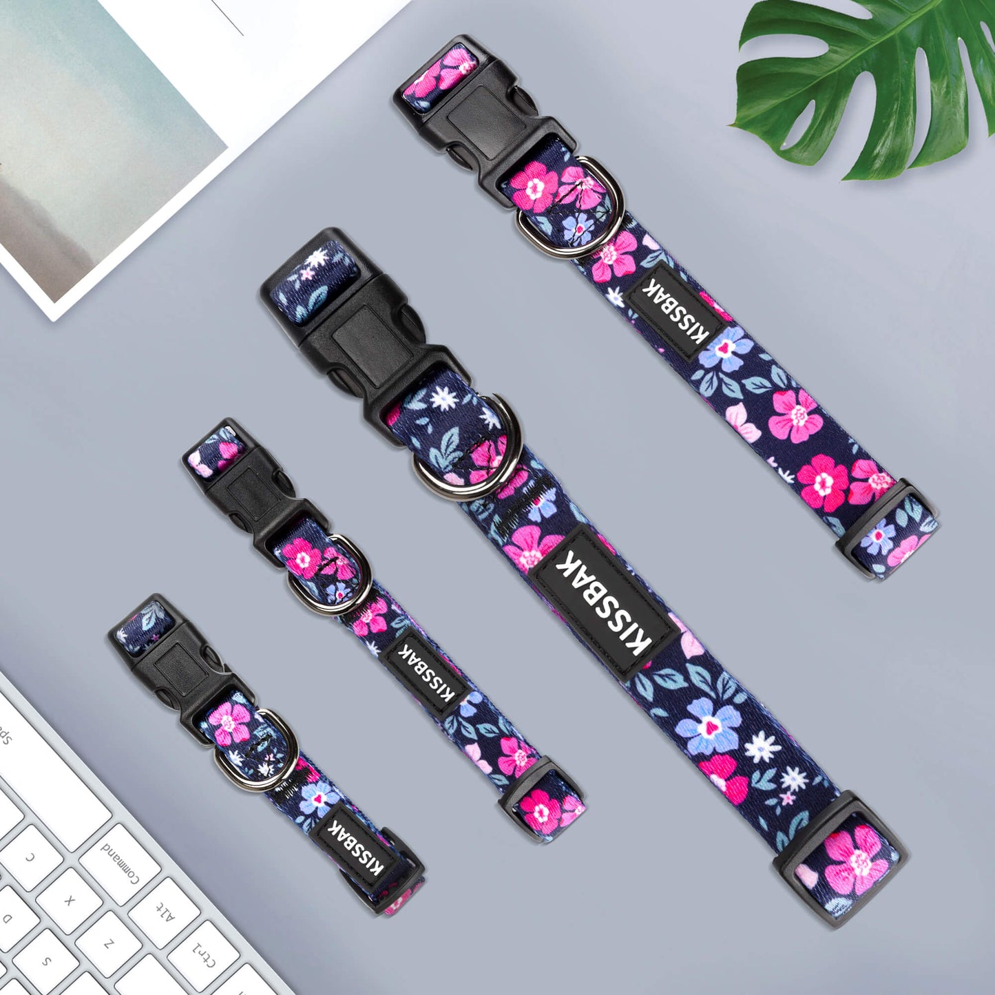 KISSBAK Dog Collar for Small-Medium-Large Dogs - Special Design Cute Girl Dog Pet Collar Soft Adjustable Fancy Floral Girl Puppy Dog Collars Rosus