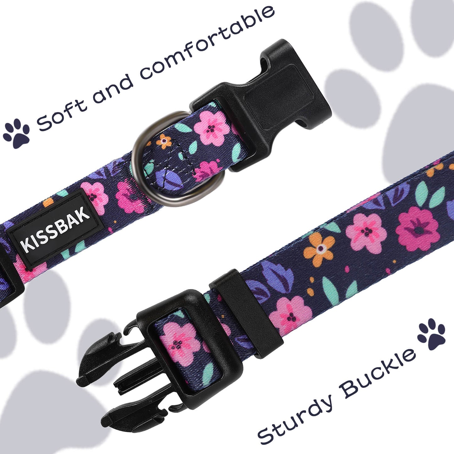 KISSBAK Dog Collar for Small-Medium-Large Dogs - Special Design Cute Girl Dog Pet Collar Soft Adjustable Fancy Floral Girl Puppy Dog Collars Floral
