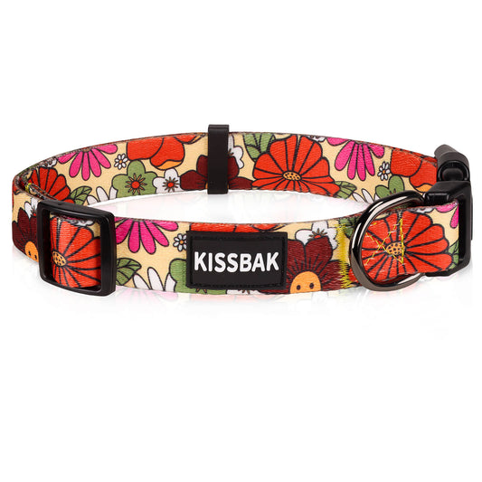 KISSBAK Dog Collar for Small-Medium-Large Dogs - Special Design Cute Girl Dog Pet Collar Soft Adjustable Fancy Floral Girl Puppy Dog Collars Lotus Flower