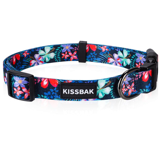 KISSBAK Dog Collar for Small-Medium-Large Dogs - Special Design Cute Girl Dog Pet Collar Soft Adjustable Fancy Floral Girl Puppy Dog Collars Hibicus Colorful