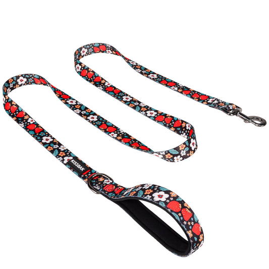 KISSBAK Dog Leash for Small-Medium-Large Dogs - Comfortable Padded Handles,Premium Floral Sunflower Dog Training Leash,Walking Lead for Dogs Floral Purple Strawberry