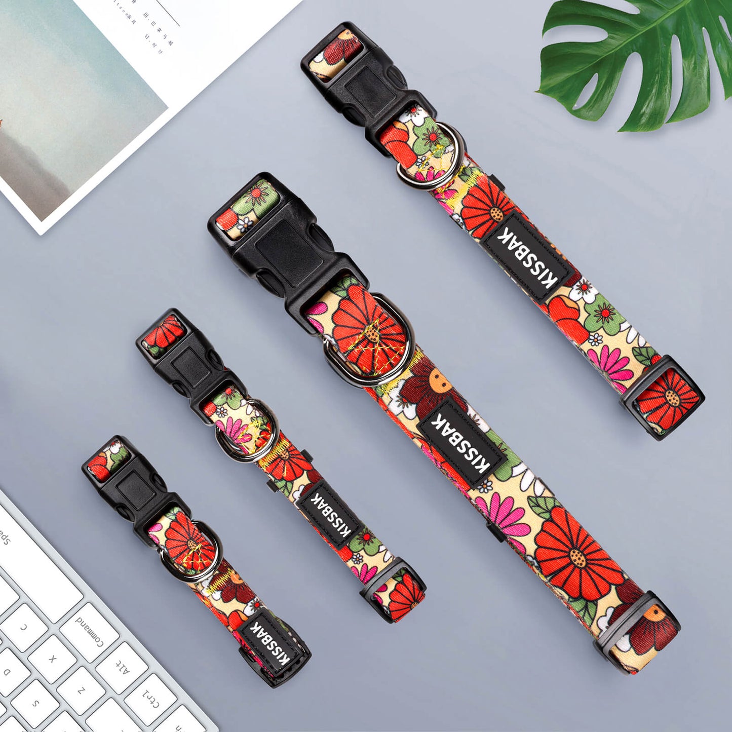 KISSBAK Dog Collar for Small-Medium-Large Dogs - Special Design Cute Girl Dog Pet Collar Soft Adjustable Fancy Floral Girl Puppy Dog Collars Lotus Flower